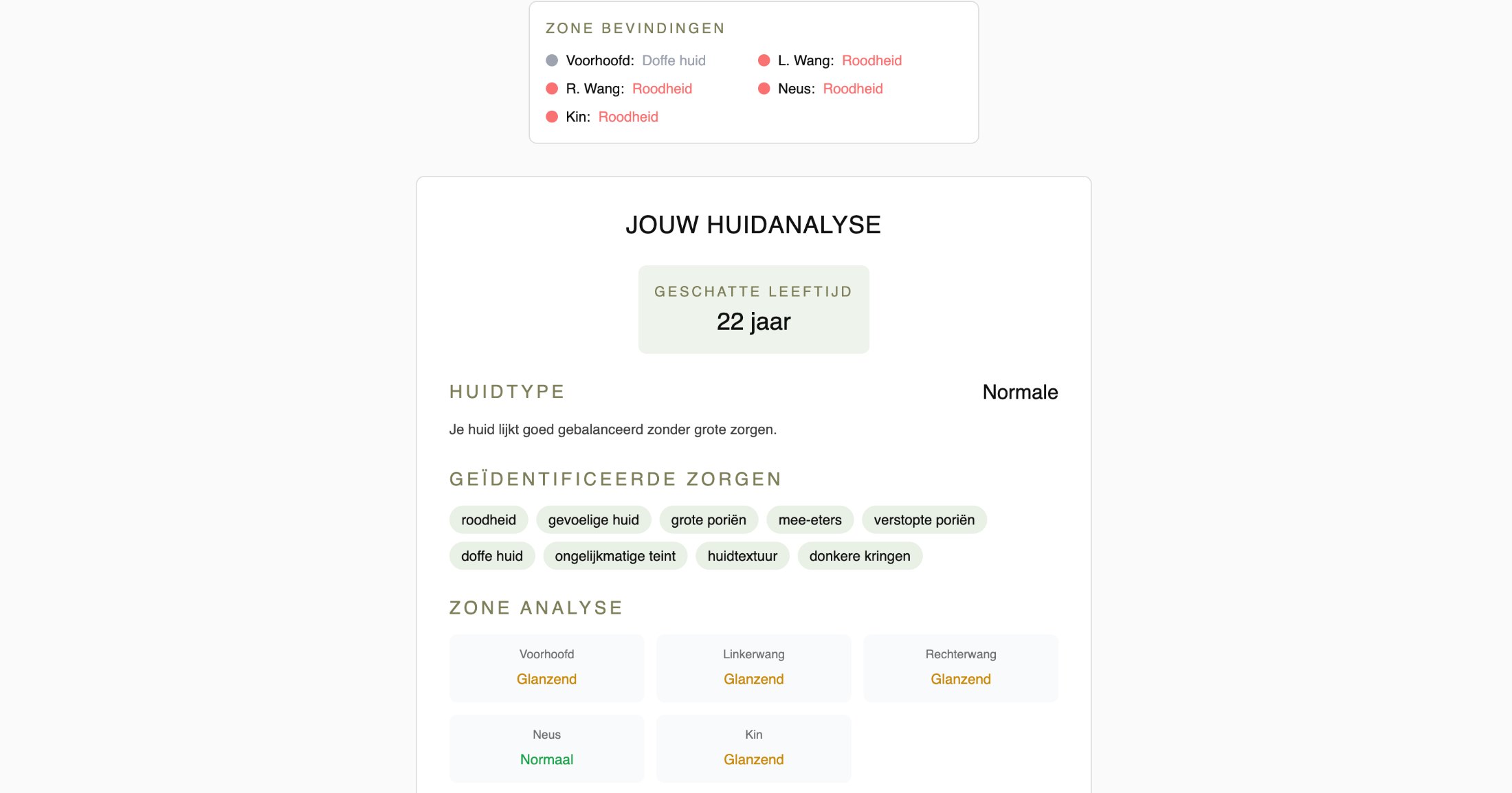 Abloom skin analysis result